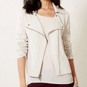 SATURDAY SUNDAY Jacquard Knit Moto Jacket S/M Comfy Sweatshirt 'Luddy' Zip Front